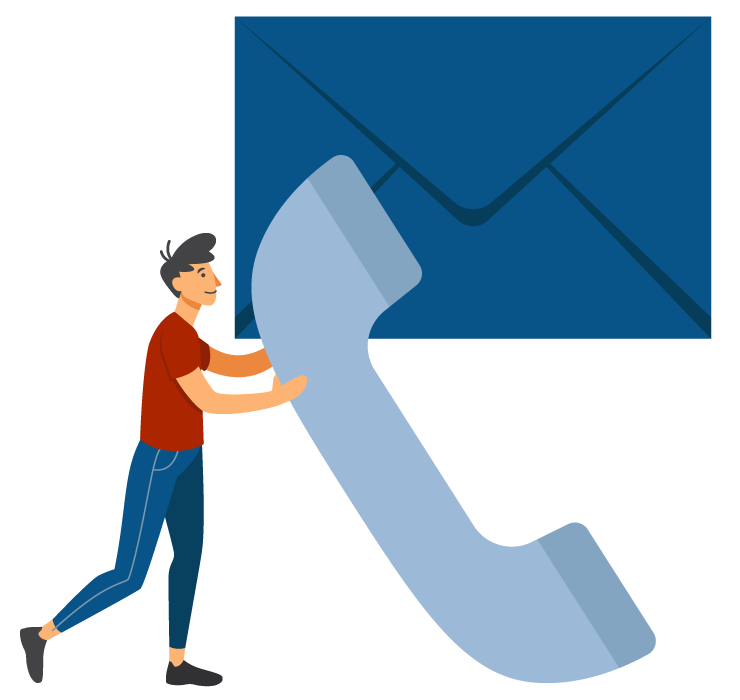 Person mit Telefonhörer und Brief